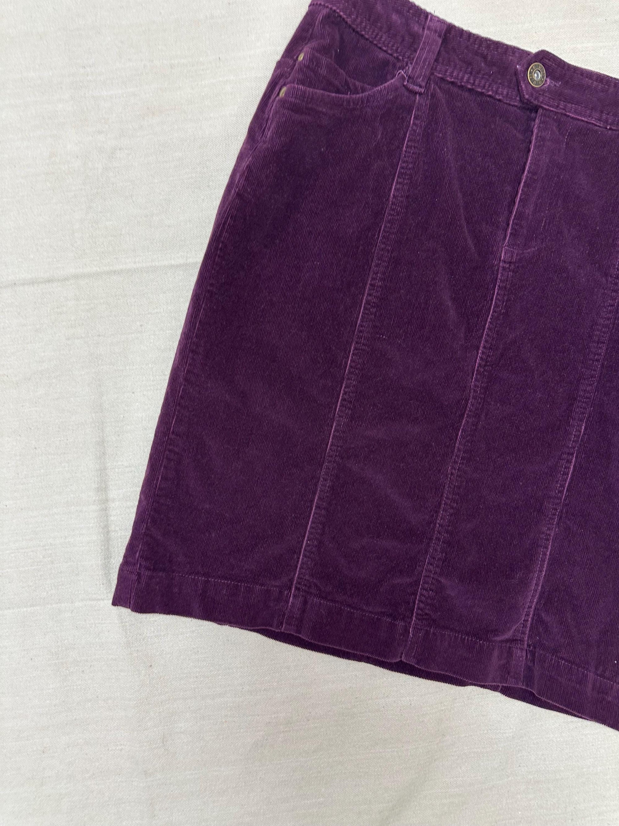 Vintage 90s Purple Corduroy Pencil Skirt | Size 6