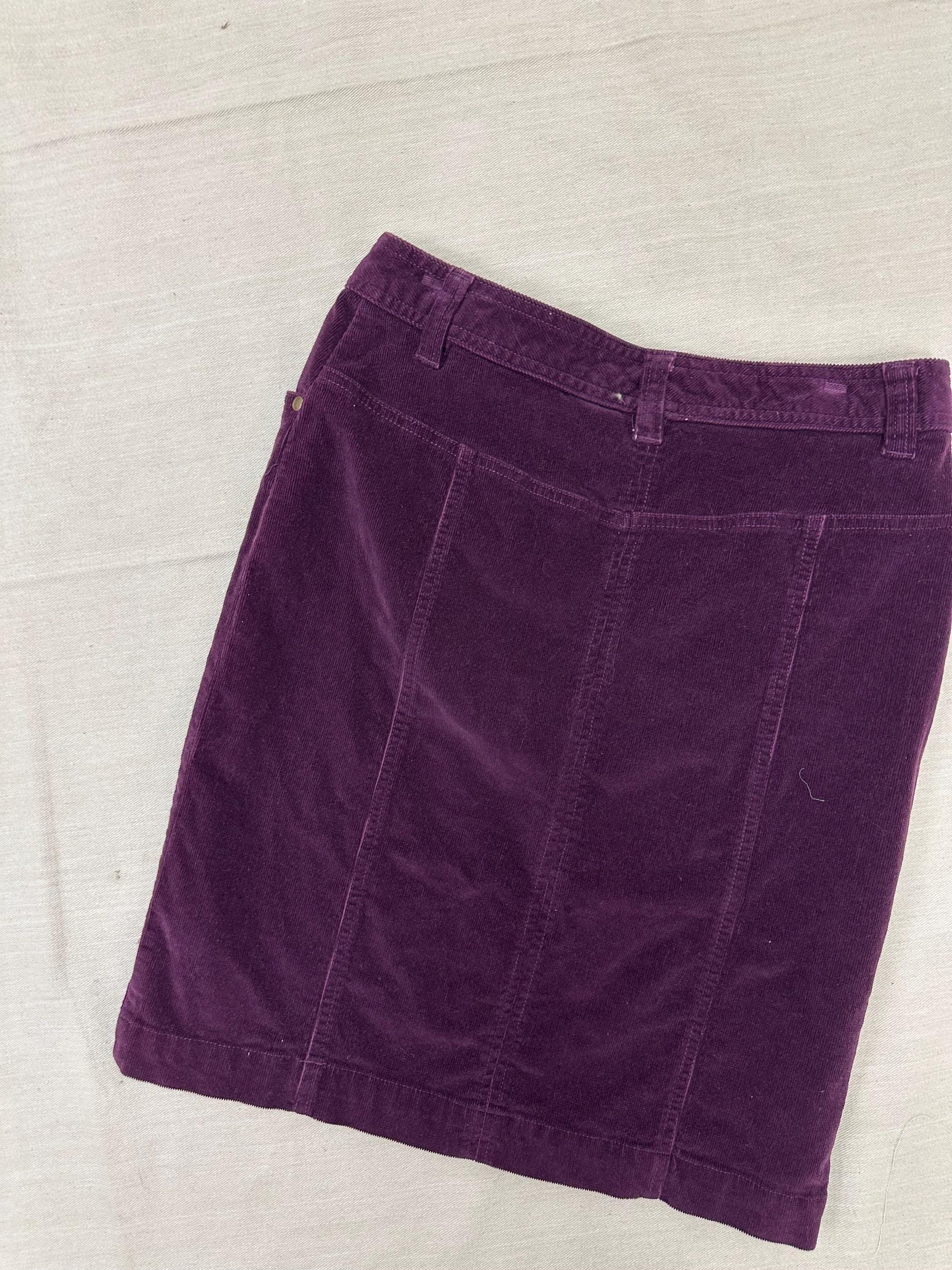 Vintage 90s Purple Corduroy Pencil Skirt | Size 6