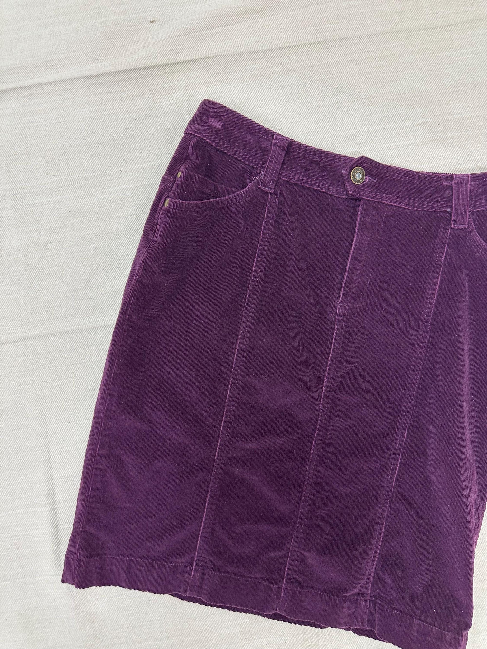 Vintage 90s Purple Corduroy Pencil Skirt | Size 6