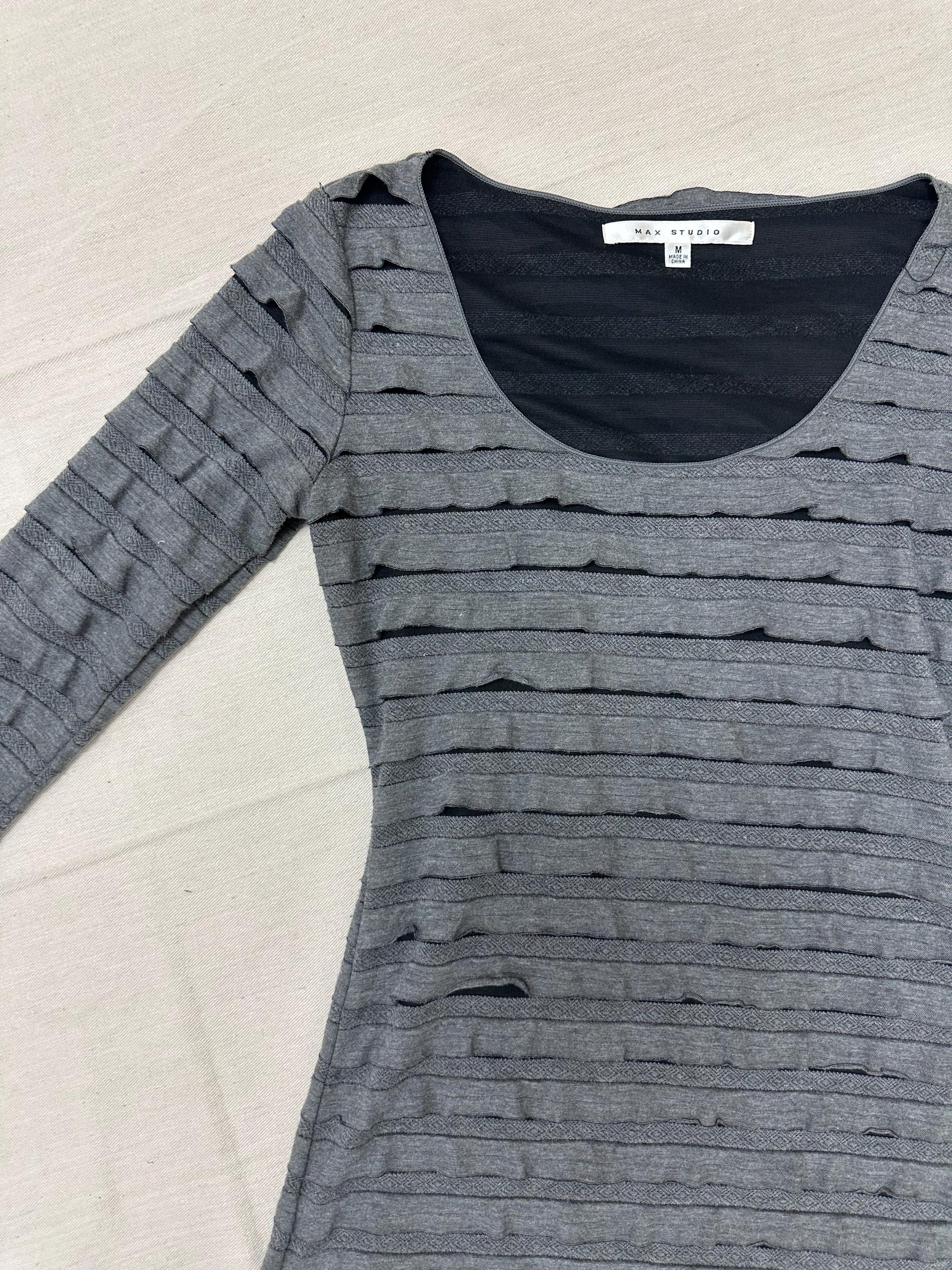 Vintage Y2K Grey Ruffle Tunic Dress | Size Medium
