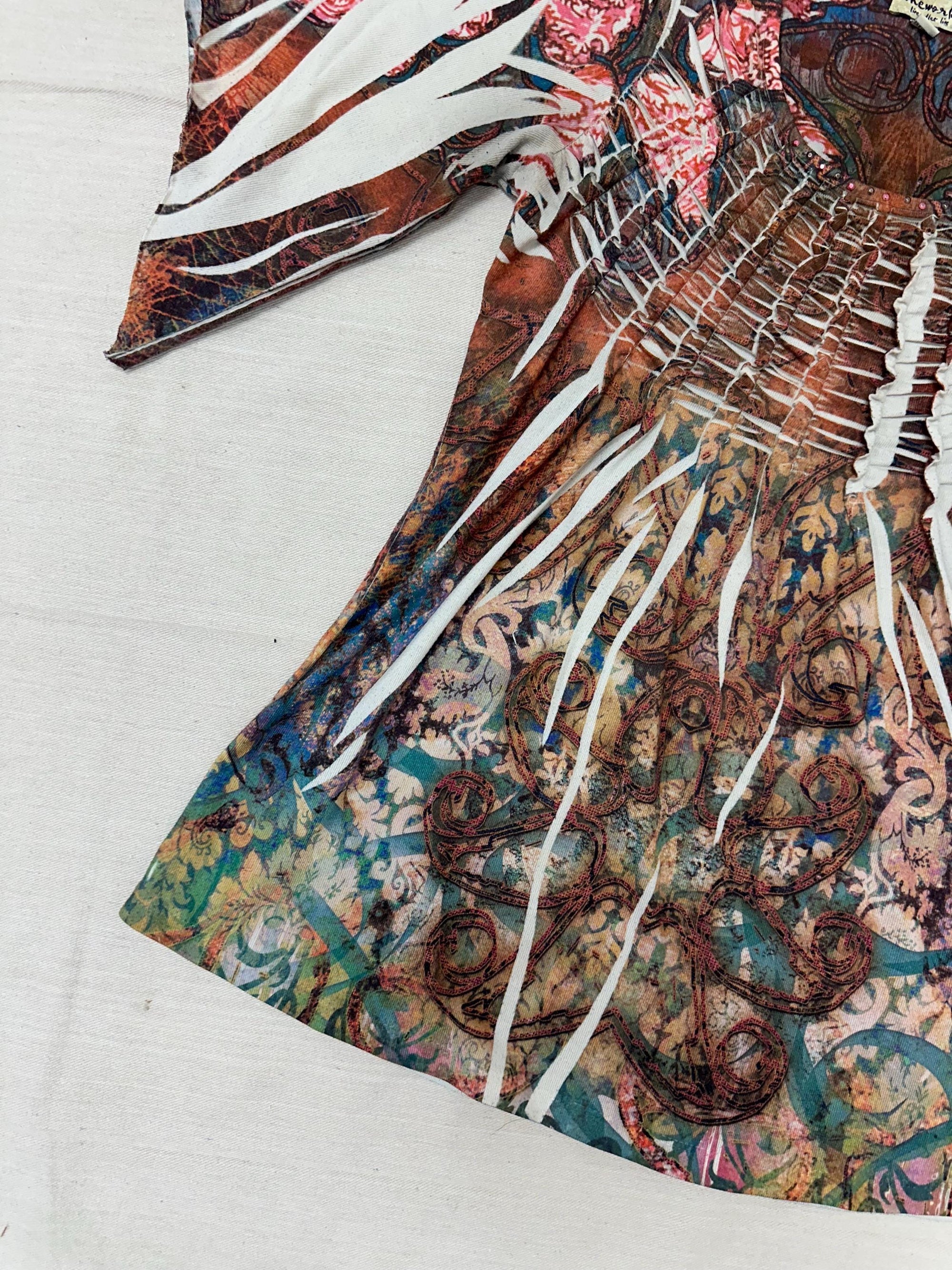 Vintage Y2K Paisley Block Dye Abstract Blouse | Size Small