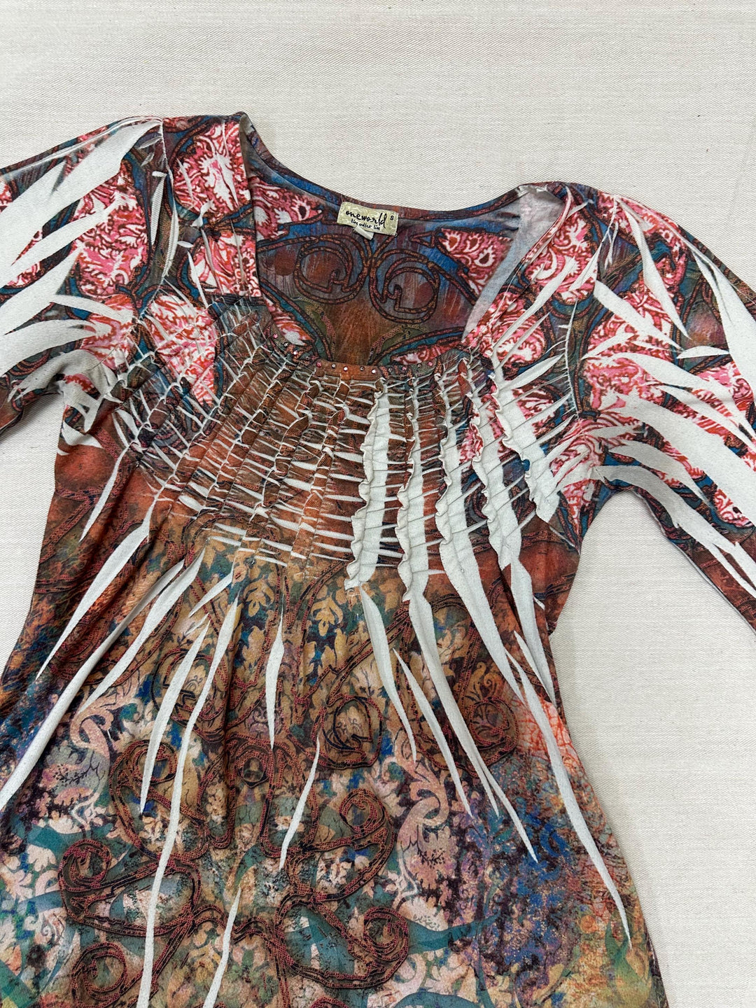 Vintage Y2K Paisley Block Dye Abstract Blouse | Size Small