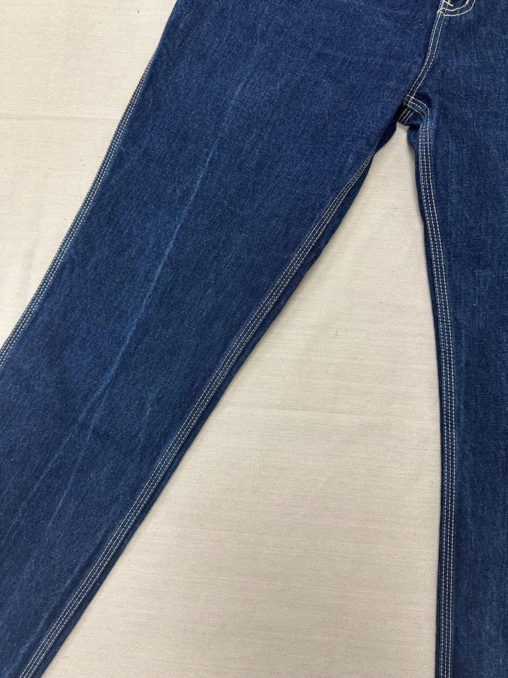 Vintage 70s High Waisted Dark Wash Triple White Stitch Western Jeans | Size Medium