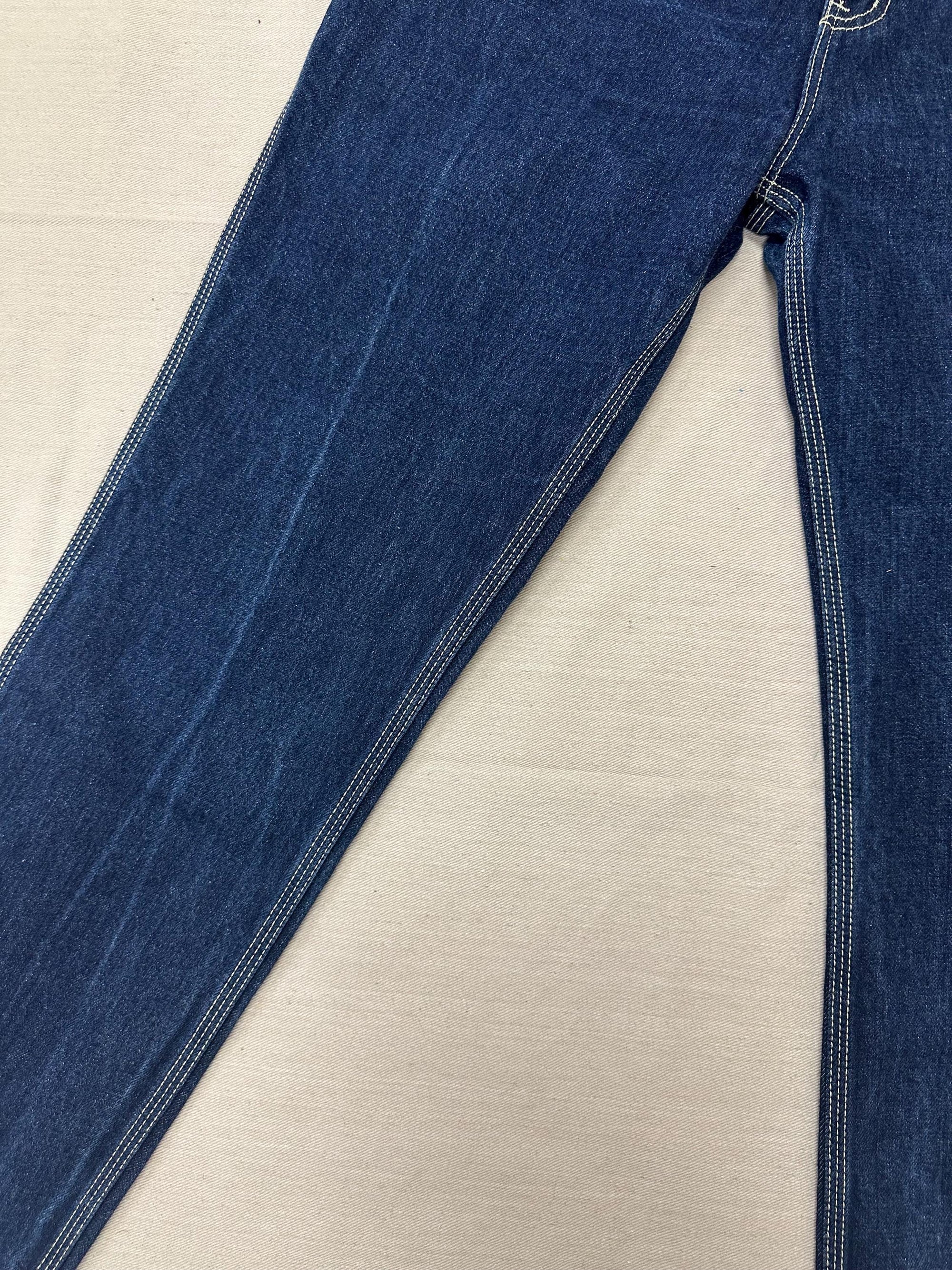 Vintage 70s High Waisted Dark Wash Triple White Stitch Western Jeans | Size Medium