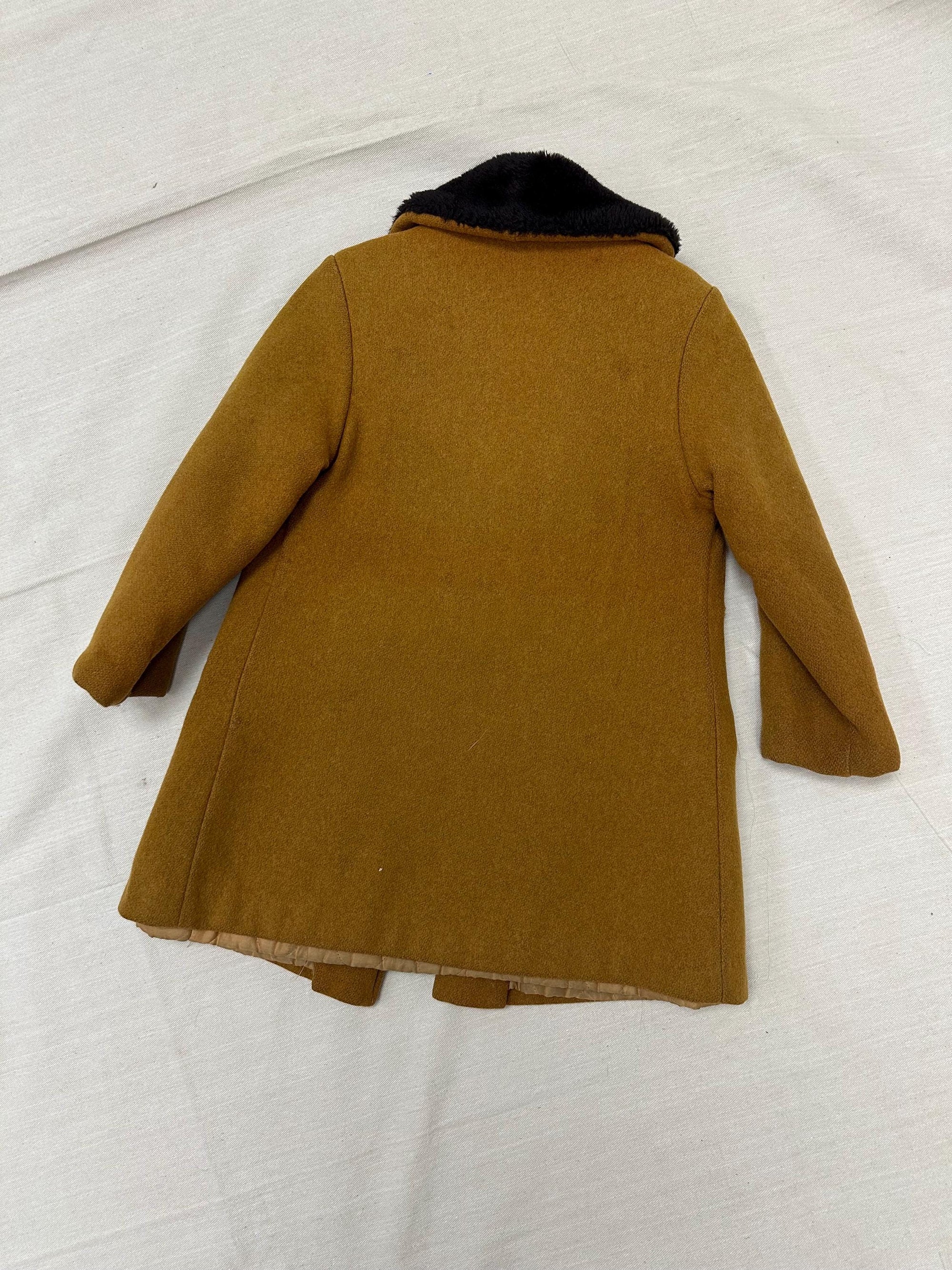 Vintage 1950s Kids Mustard Yellow Peacoat | Size 3 | Made in Winnipeg Canada