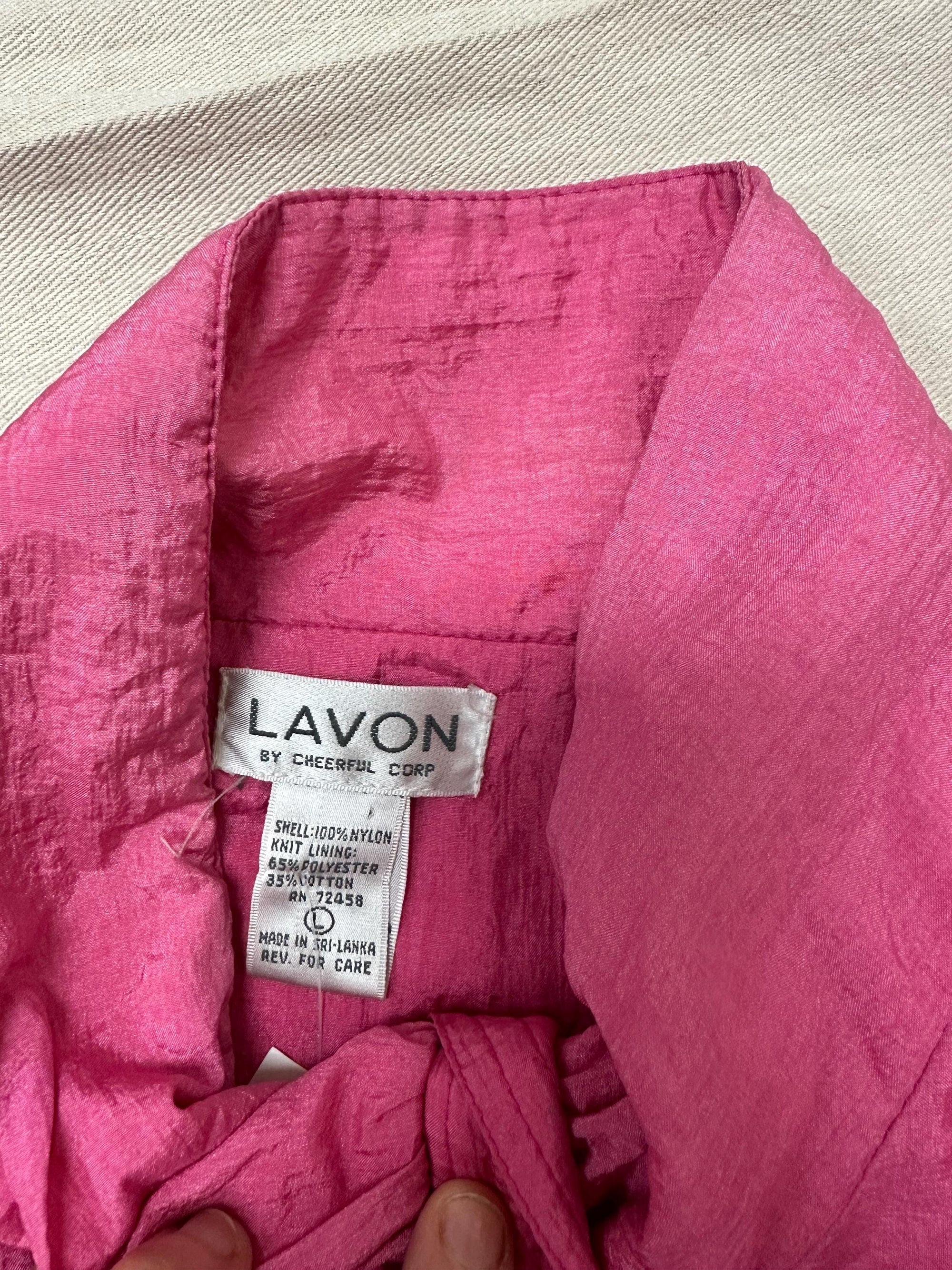 Vintage 80s Neon Pink Lightweight Retro Zip Up Rain Jacket | Size Medium