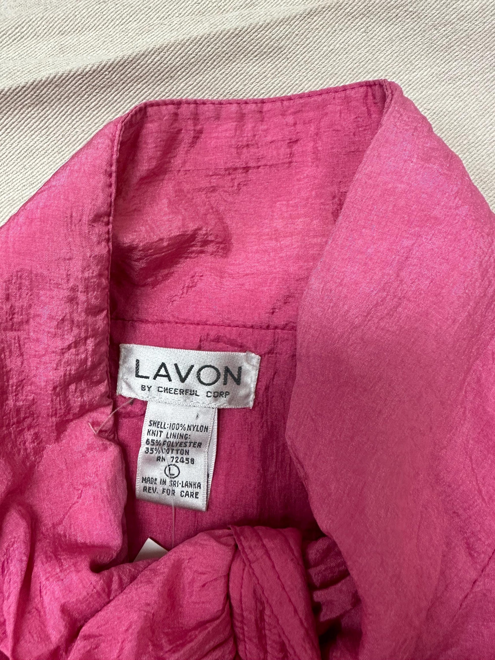 Vintage 80s Neon Pink Lightweight Retro Zip Up Rain Jacket | Size Medium
