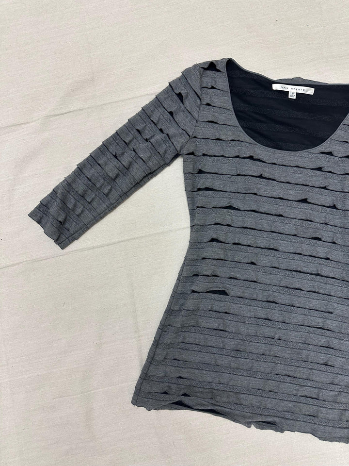 Vintage Y2K Grey Ruffle Tunic Dress | Size Medium