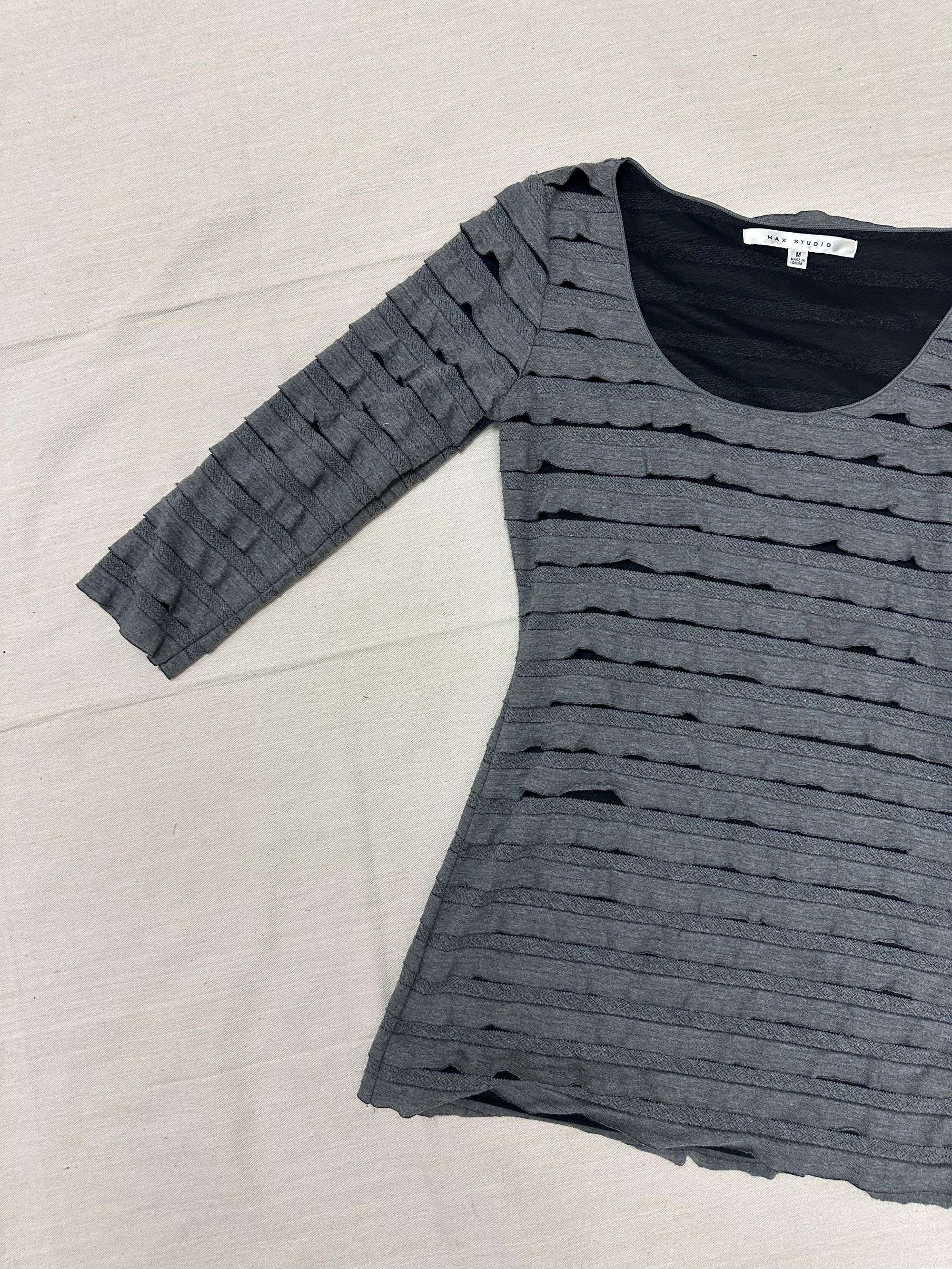 Vintage Y2K Grey Ruffle Tunic Dress | Size Medium