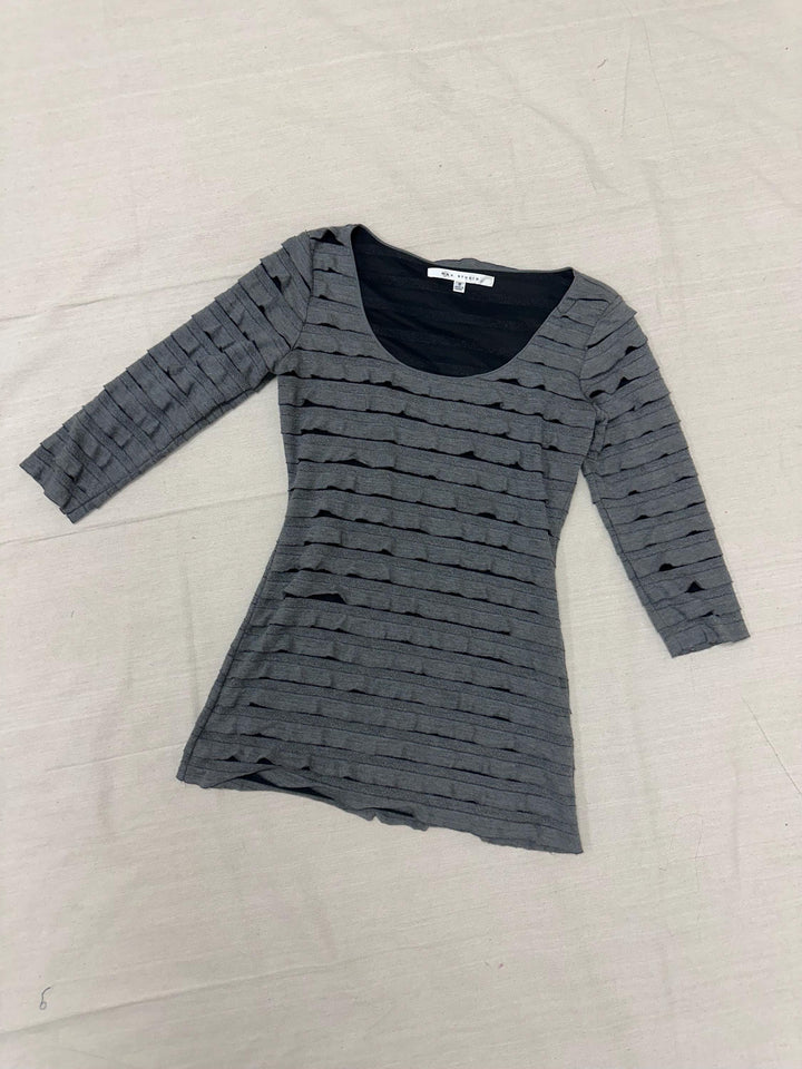 Vintage Y2K Grey Ruffle Tunic Dress | Size Medium