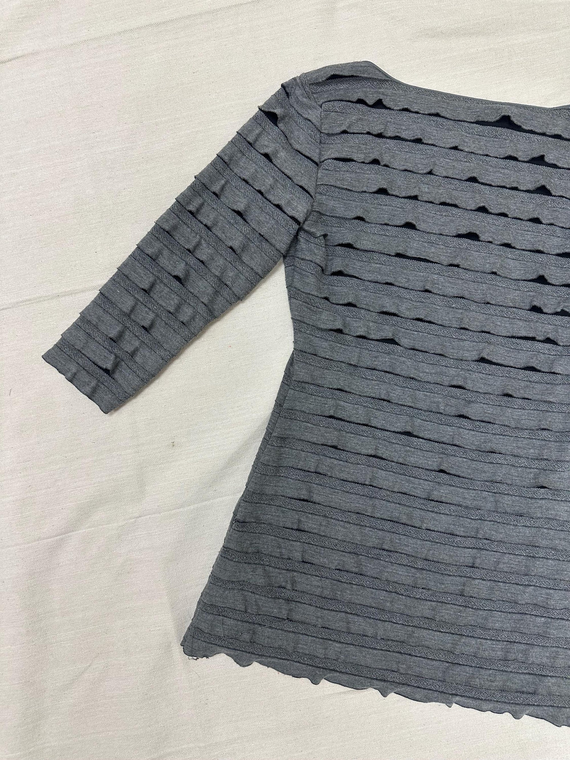 Vintage Y2K Grey Ruffle Tunic Dress | Size Medium