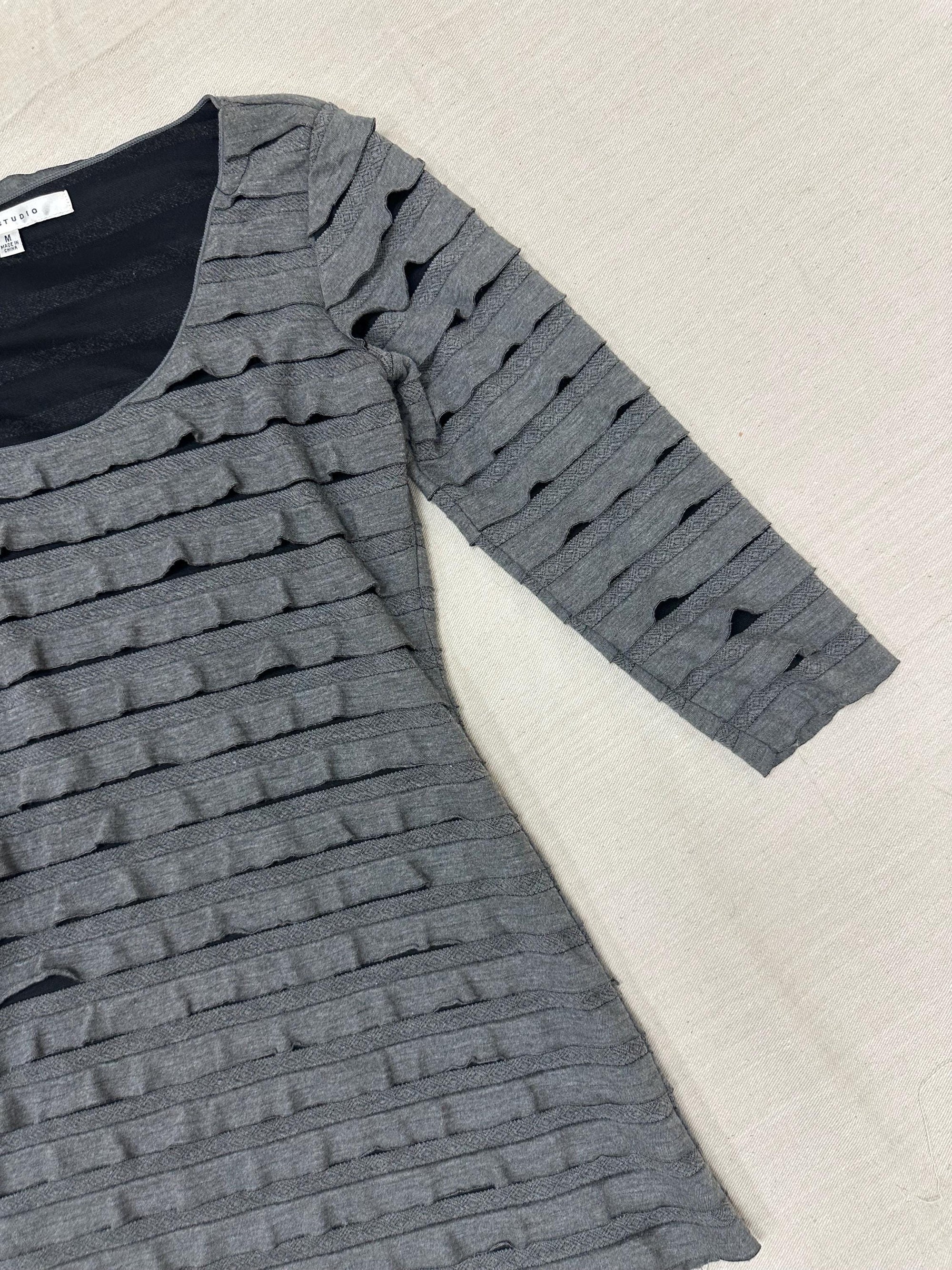 Vintage Y2K Grey Ruffle Tunic Dress | Size Medium