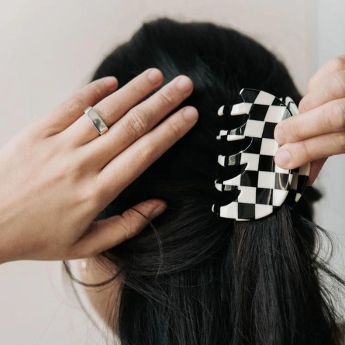 Top Knott Checkered Clip
