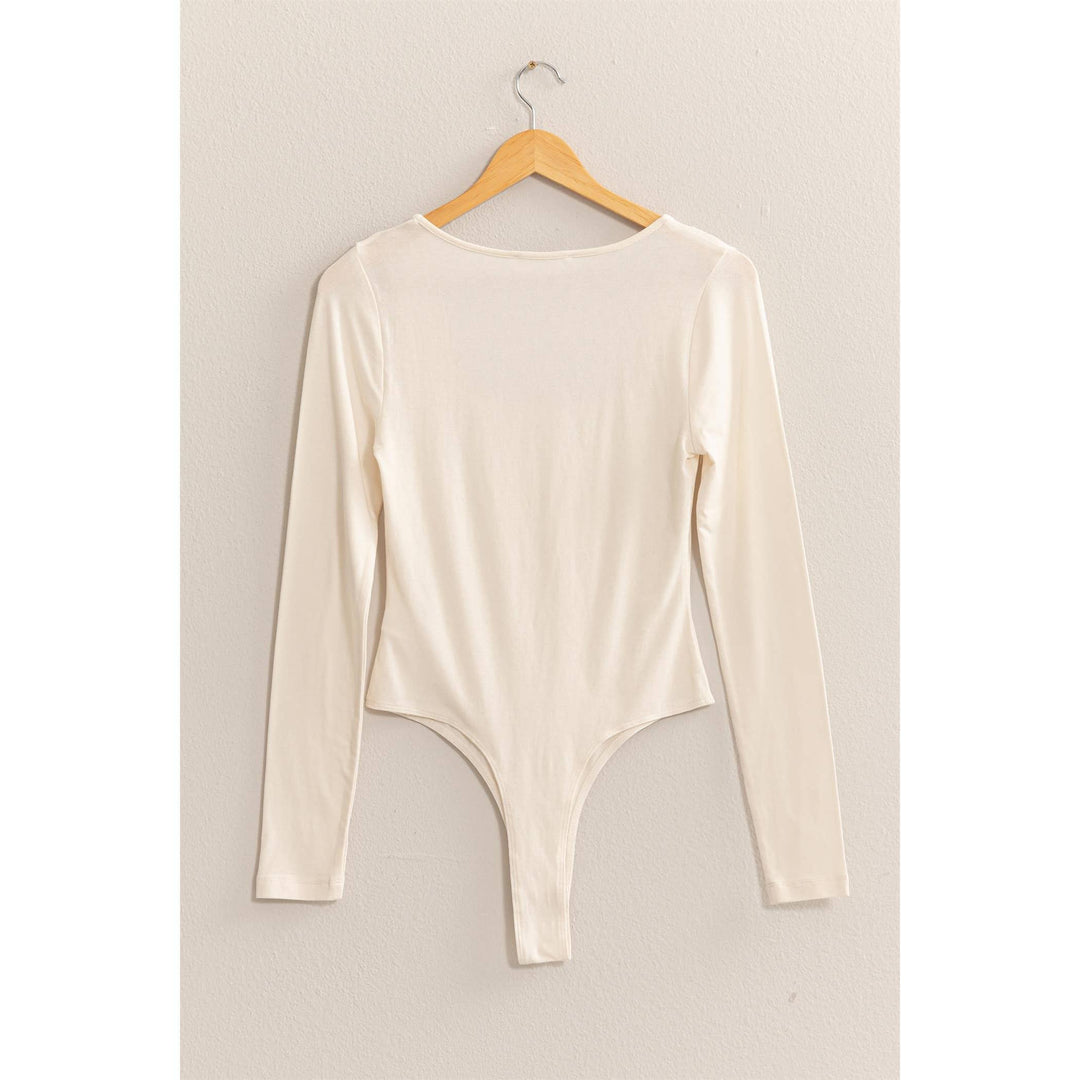 Scout Square Neck Long Sleeve Body Suit in Cream
