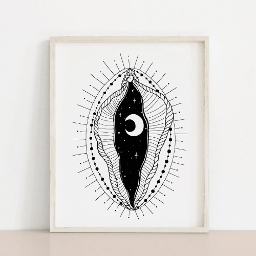 Moonlight B&W • Yoni Women Divine Feminine Moon Art Print