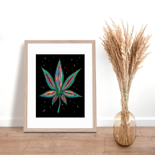 Vulvas Marijuana Pot Weed Leaf Cosmic | Art Print