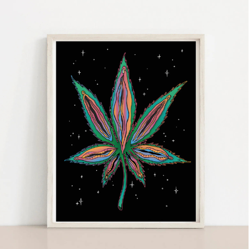 Vulvas Marijuana Pot Weed Leaf Cosmic | Art Print