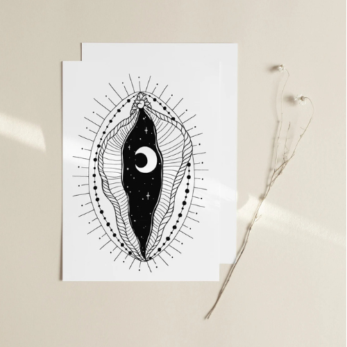 Moonlight B&W • Yoni Women Divine Feminine Moon Art Print